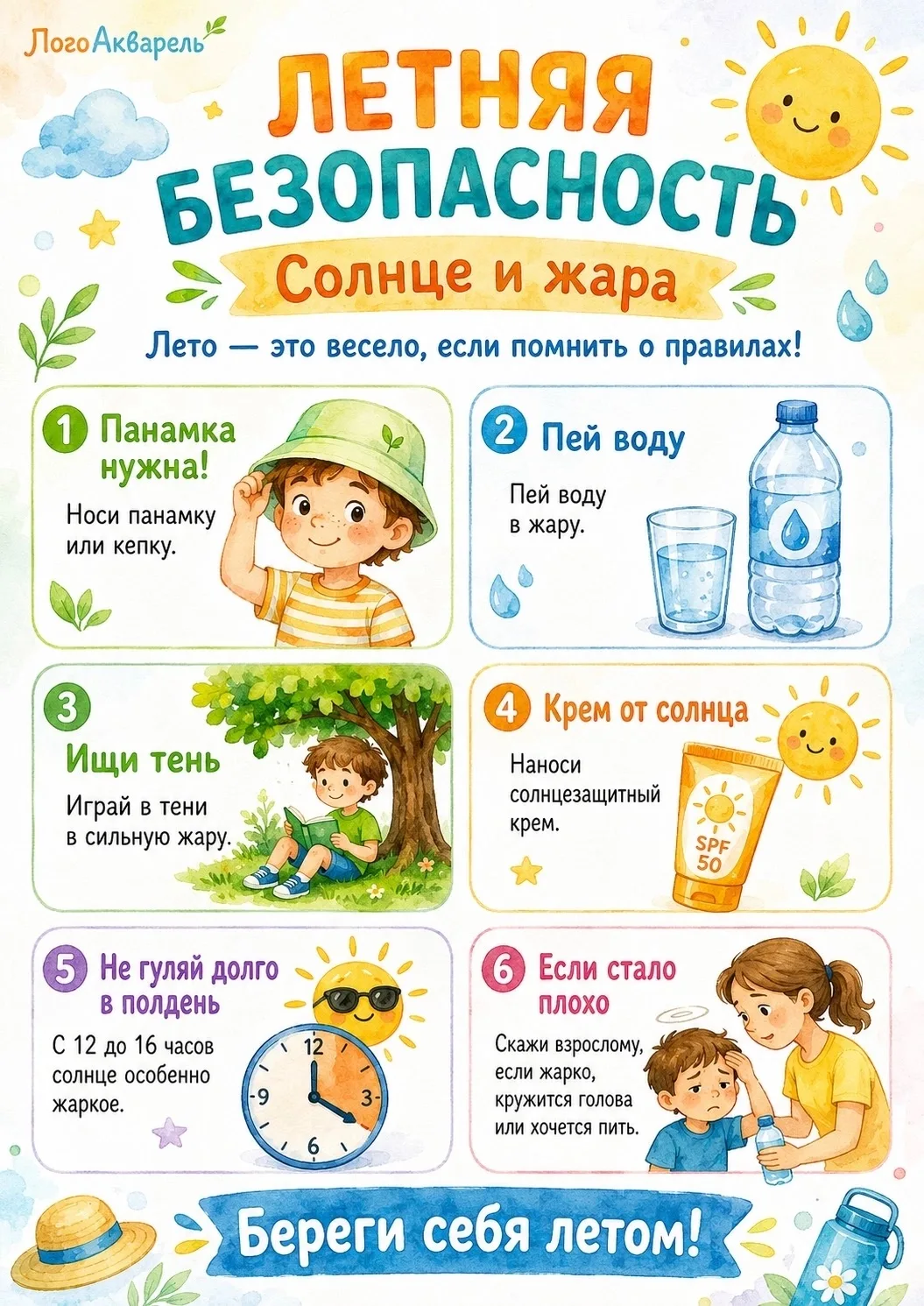 ☀️ ЛЕТНЯЯ БЕЗОПАСНОСТЬ ДЛЯ ДЕТЕЙ🌿💦

Лето — это прогулки, солнце, вода, самокаты, лесные тропинки и