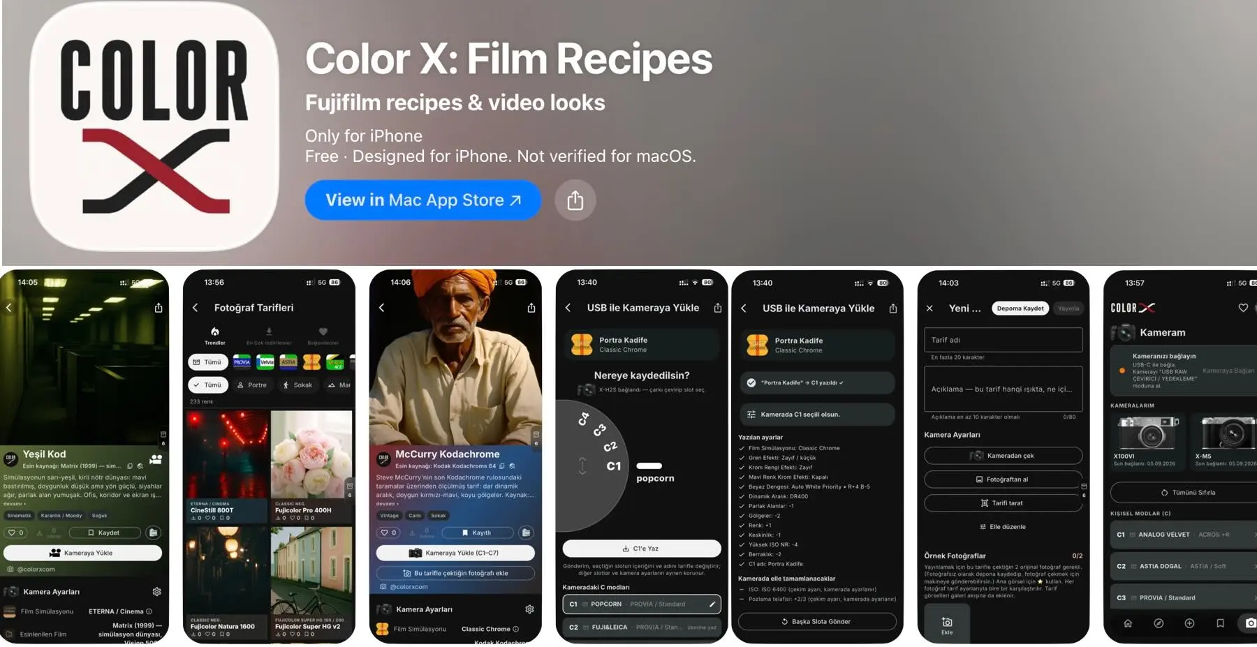 Color X — бесплатное приложение, которое записывает плёночные рецепты в камеру Fujifilm