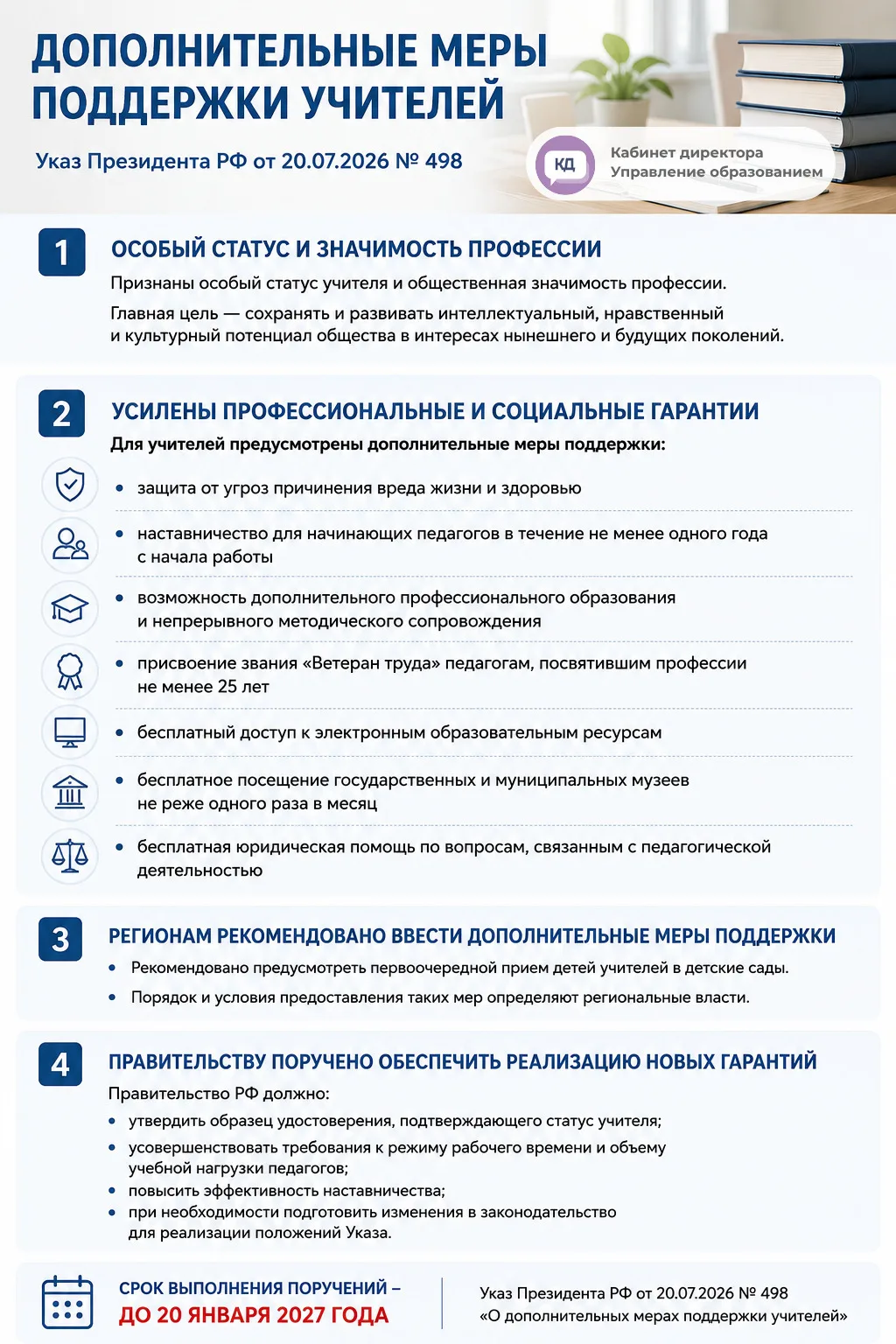 📎 Дополнительные меры поддержки учителей из из указа Президента от 20.07.2026 № 498