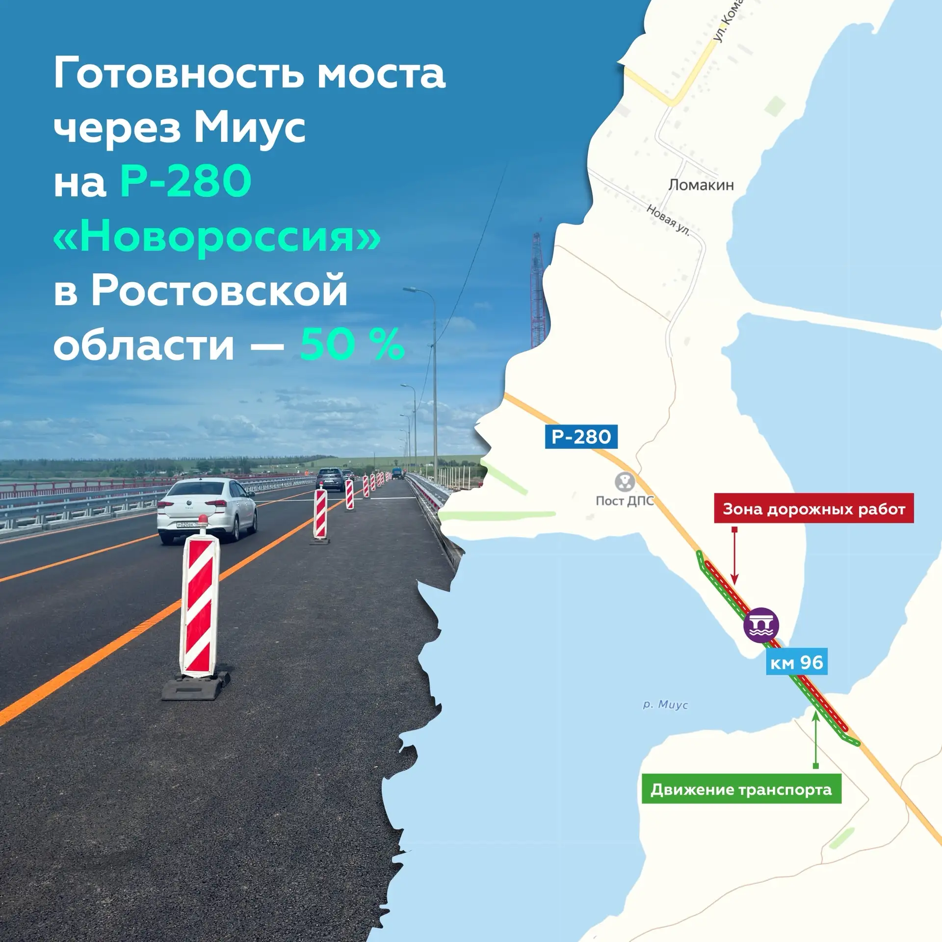 Расширяем мост через Миус на трассе Р-280 «Новороссия» в Ростовской области

Готовность объекта на 9