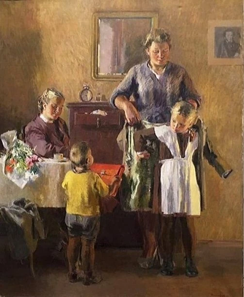 👆 Владимир Васильев. Первоклассница. 1949. Холст, масло. 148,5 х 120,5. Самарский обла...