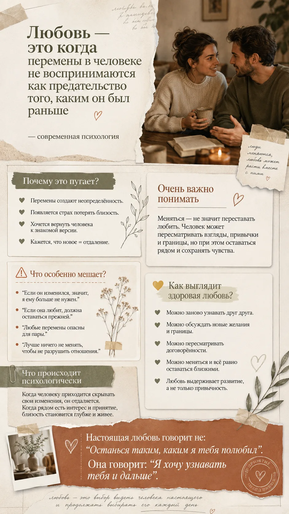 ✨ «Любовь — это когда перемены в человеке не воспринимаются как предательство того, как...