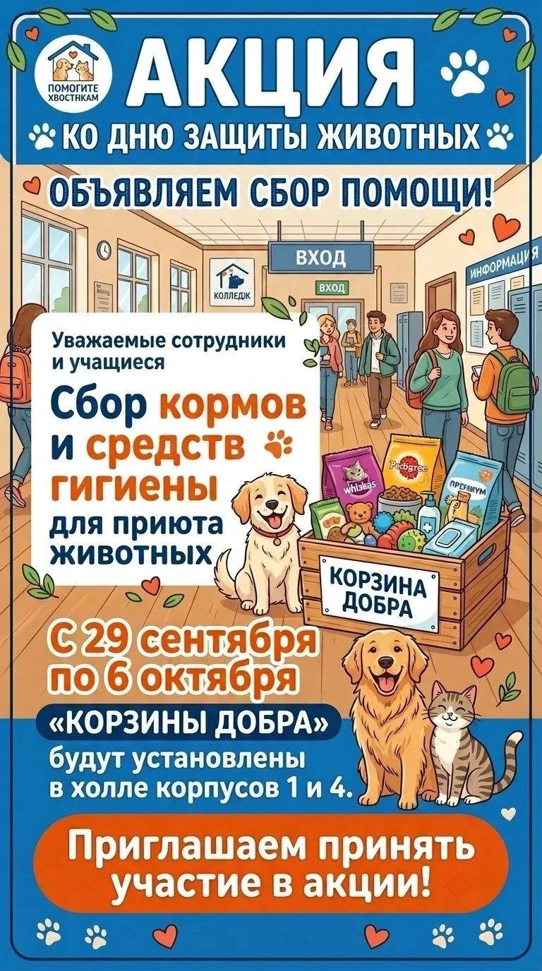 🐾 Ко Дню защиты животных мы запускаем акцию «Добрые дела — животным!»