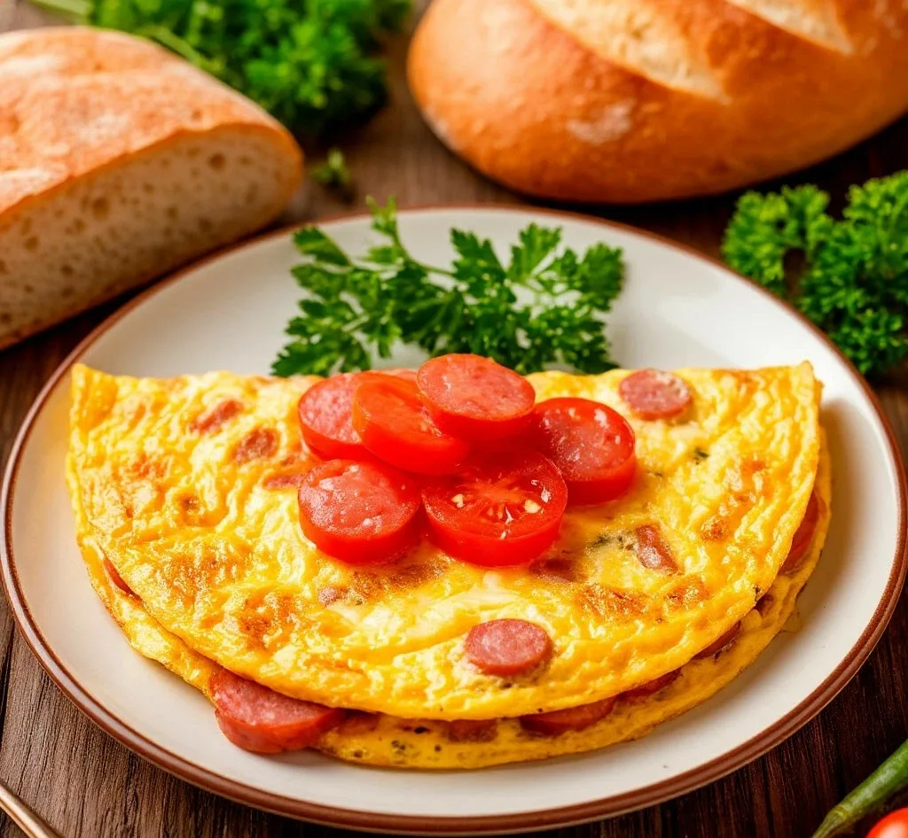 Сытный завтрак за 10 минут: омлет с начинкой 🥚🍳