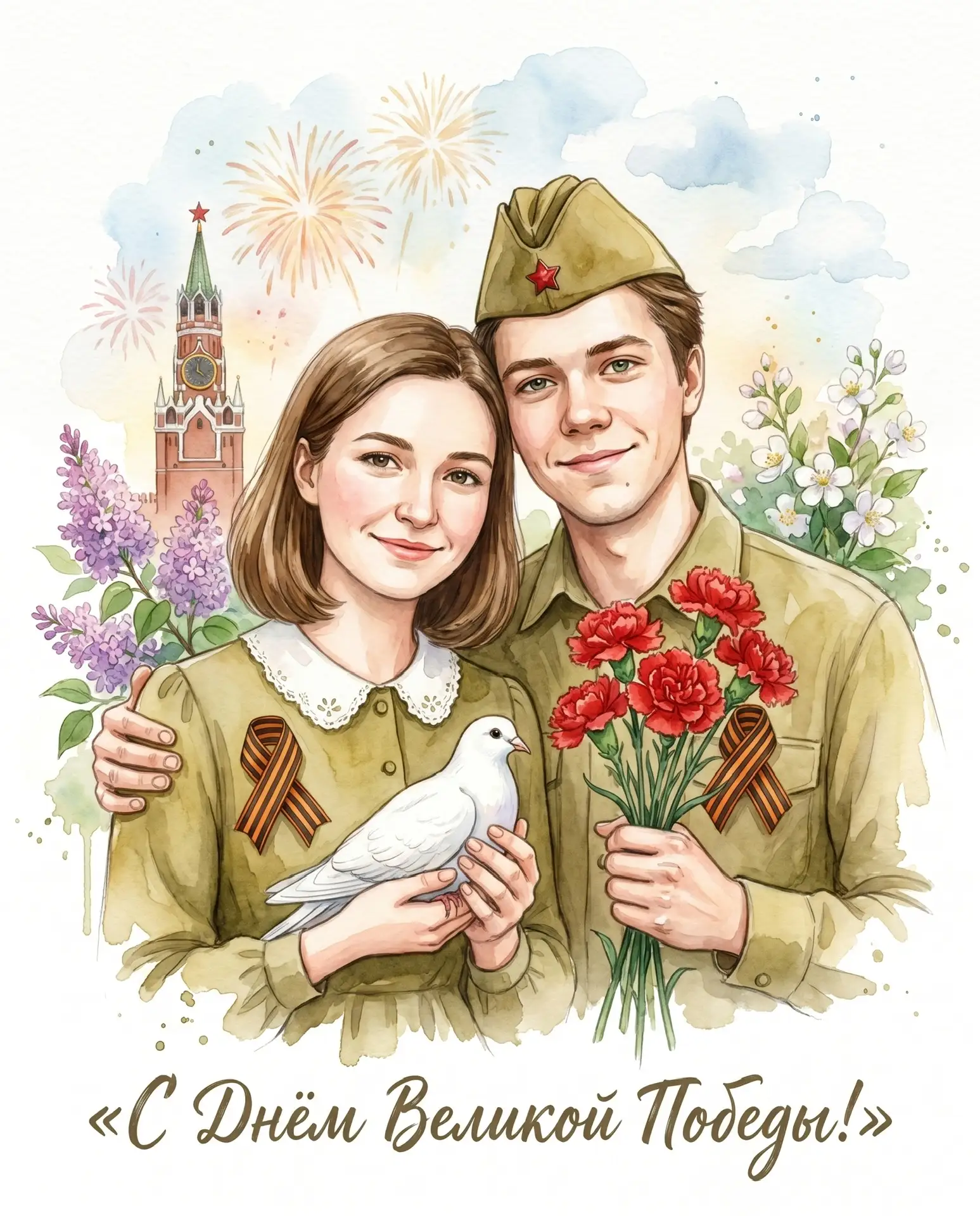 Открытка к 9 Мая 🎖️🕊️  Мы активно готовимся к майским праздникам и подготовили для вас новый шаблон.