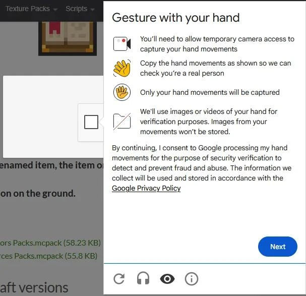 Помашите в камеру, чтобы доказать, что вы не бот: Google тестирует новый способ прохождения капчи.

