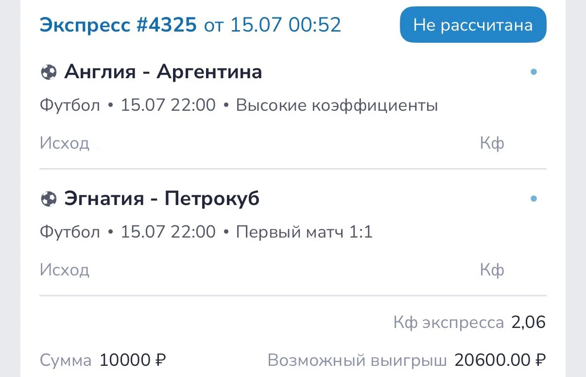 Товарищи, сегодня имеется прогноз на послеоплату. 

Коэффициент: 2.06

Оплата после прохода: 1.000₽
