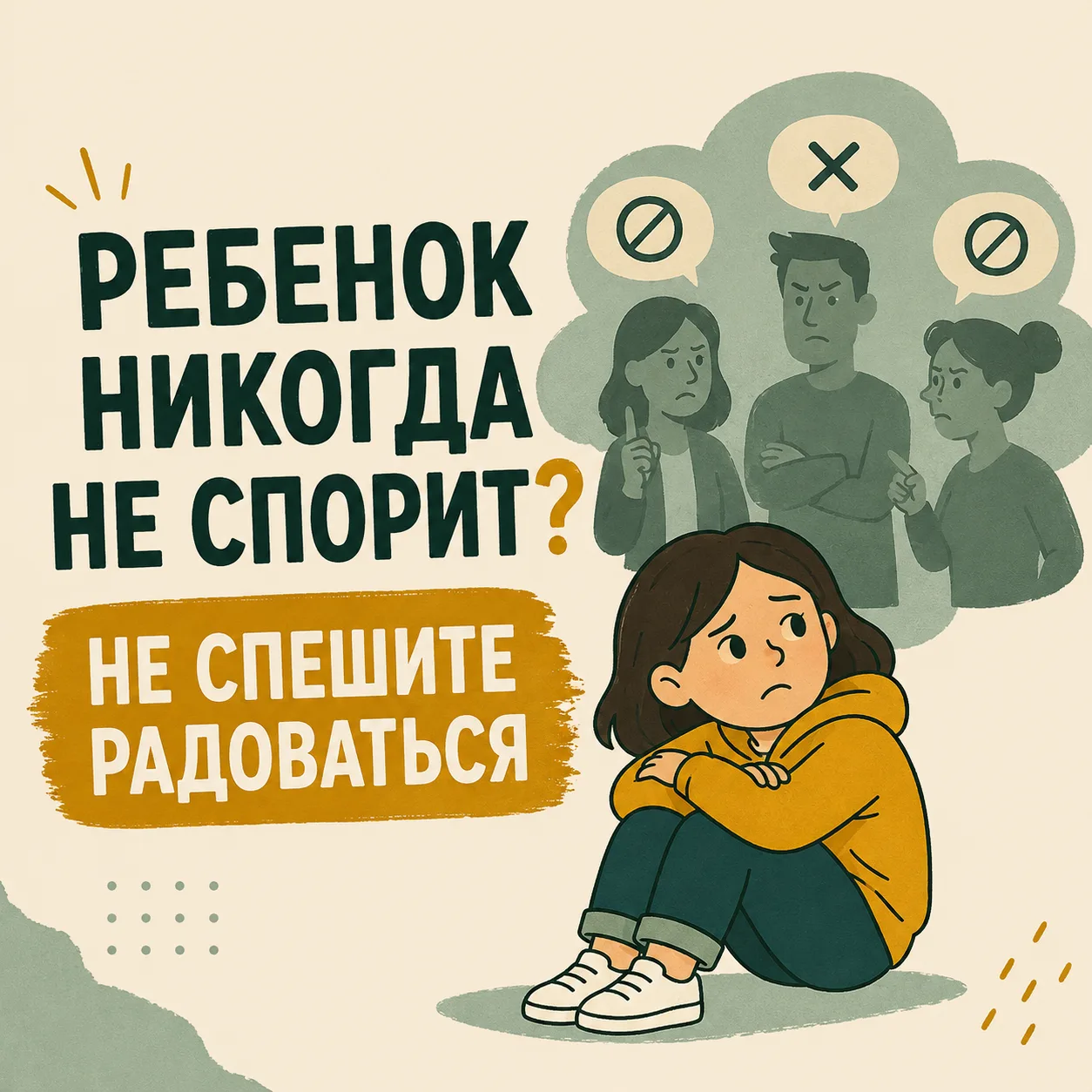 ⚠️ Ребенок никогда не спорит? Не спешите радоваться.