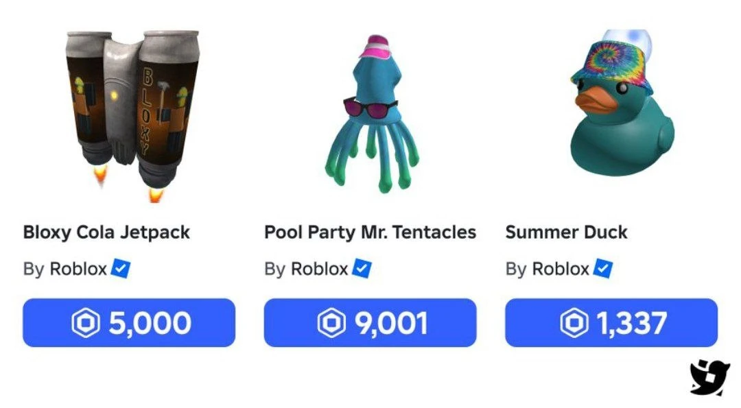 🎉 Ура! Roblox выпустил 3 новых летних предметов 

— Bloxy Cola Jetpack, Pool Party Tentacles и Summ