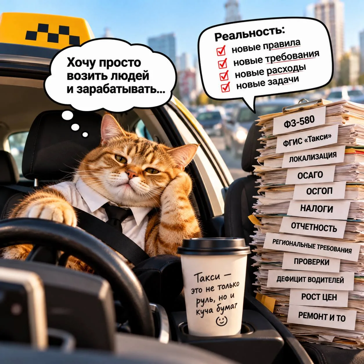 🚕 Когда кажется, что работа в такси — это просто: сел за руль и поехал…