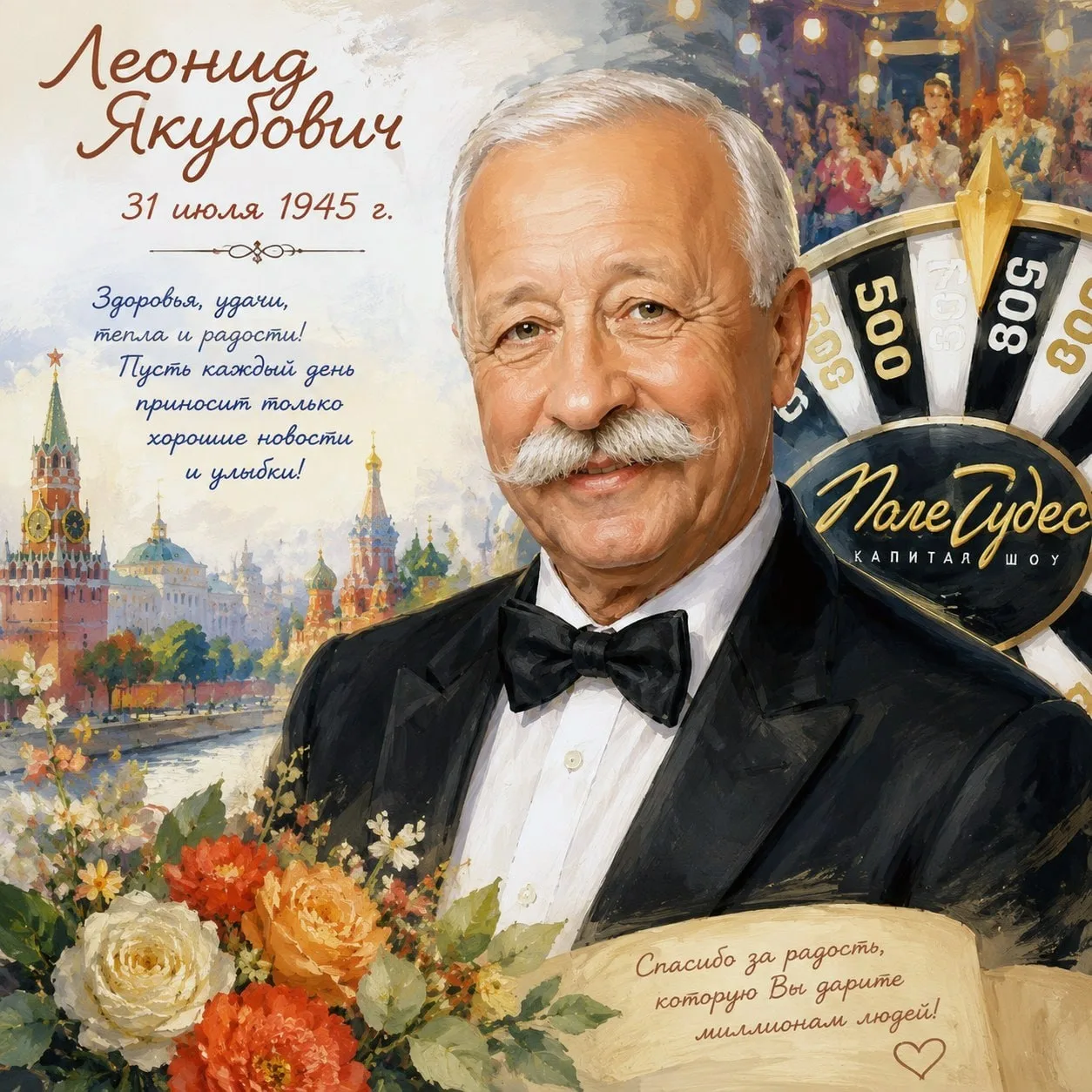 🎂 Сегодня Леониду Якубовичу — 81 год! 🎂

31 июля 1945 года в Москве родился Леонид Аркадьевич Якуб