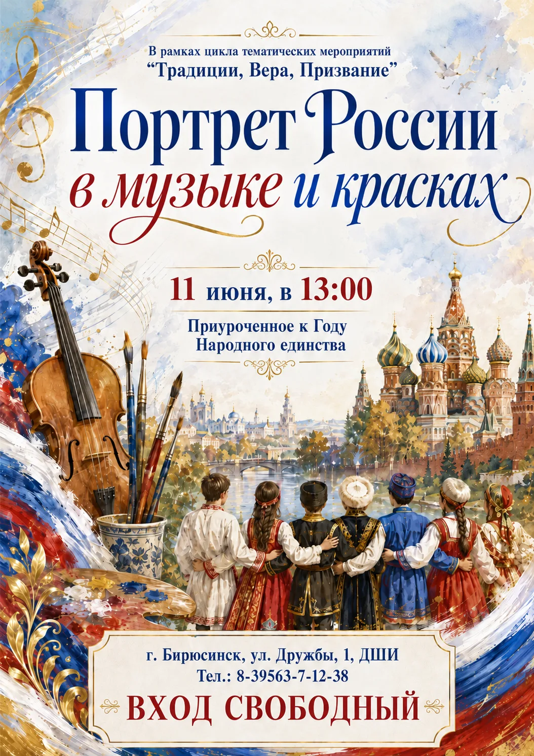 🎨«Портрет России в музыке и красках»!🎶

🎼 Детская школа искусств города Бирюсинска приглашает жит