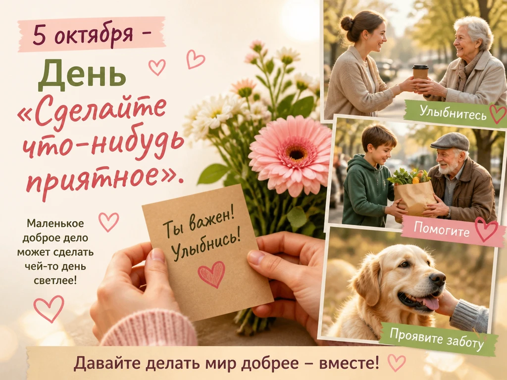 5 октября — День «Сделайте что-нибудь приятное»! ✨