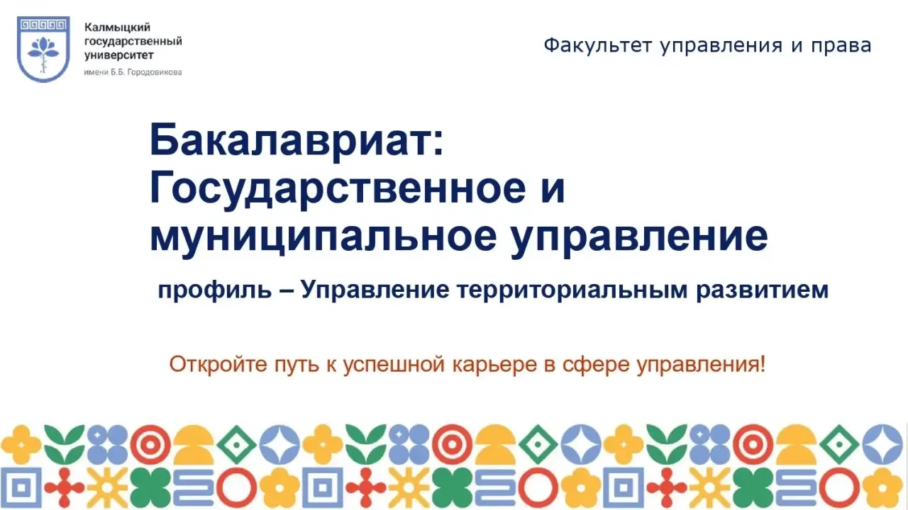 Бакалавриат: направление «Государственное и муниципальное управление», профиль «Управление территори