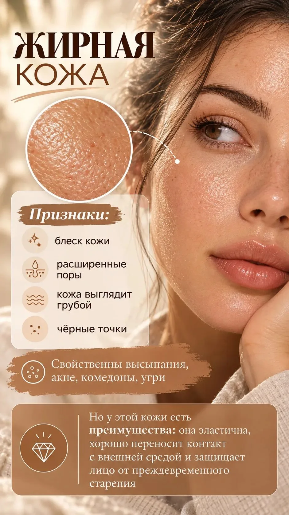 У вас ЖИРНАЯ КОЖА, если: