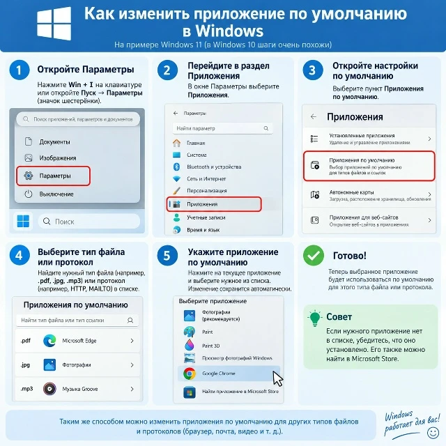 💻 Как изменить приложение по умолчанию в Windows
