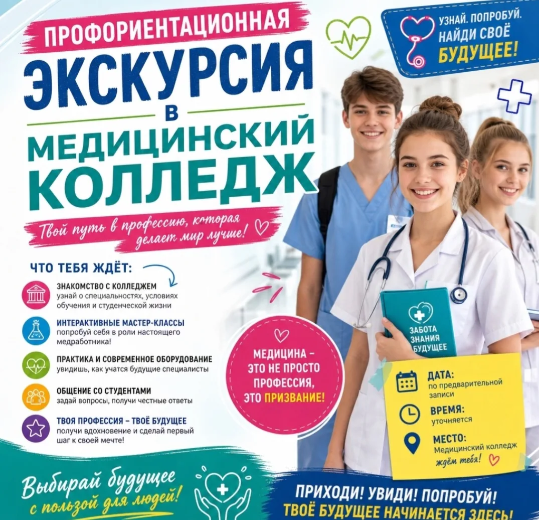 Сегодня, в рамках профориентационных занятий 9А и 9 В классы посетили медицинский колледж.