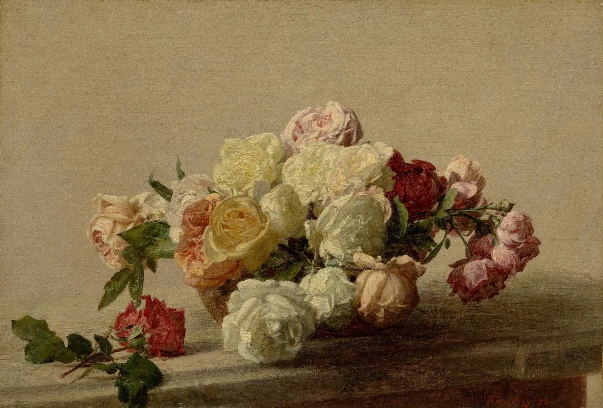 «Розы в чаше на мраморном столе» (Bowl of Roses on a Marble Table), 1885 г.