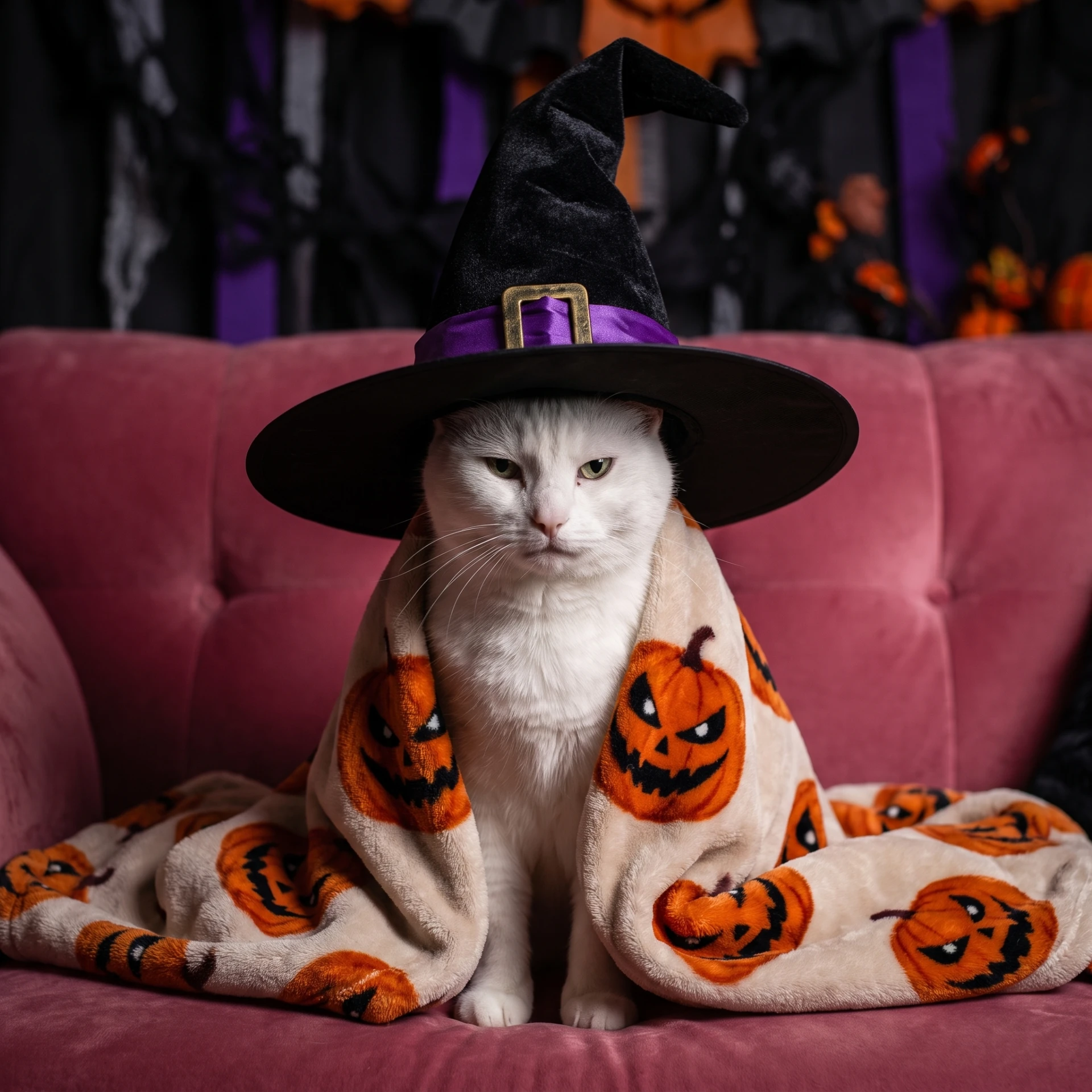 Создай фотореалистичное атмосферное Halloween-фото. Главный герой — животное с моего фо...