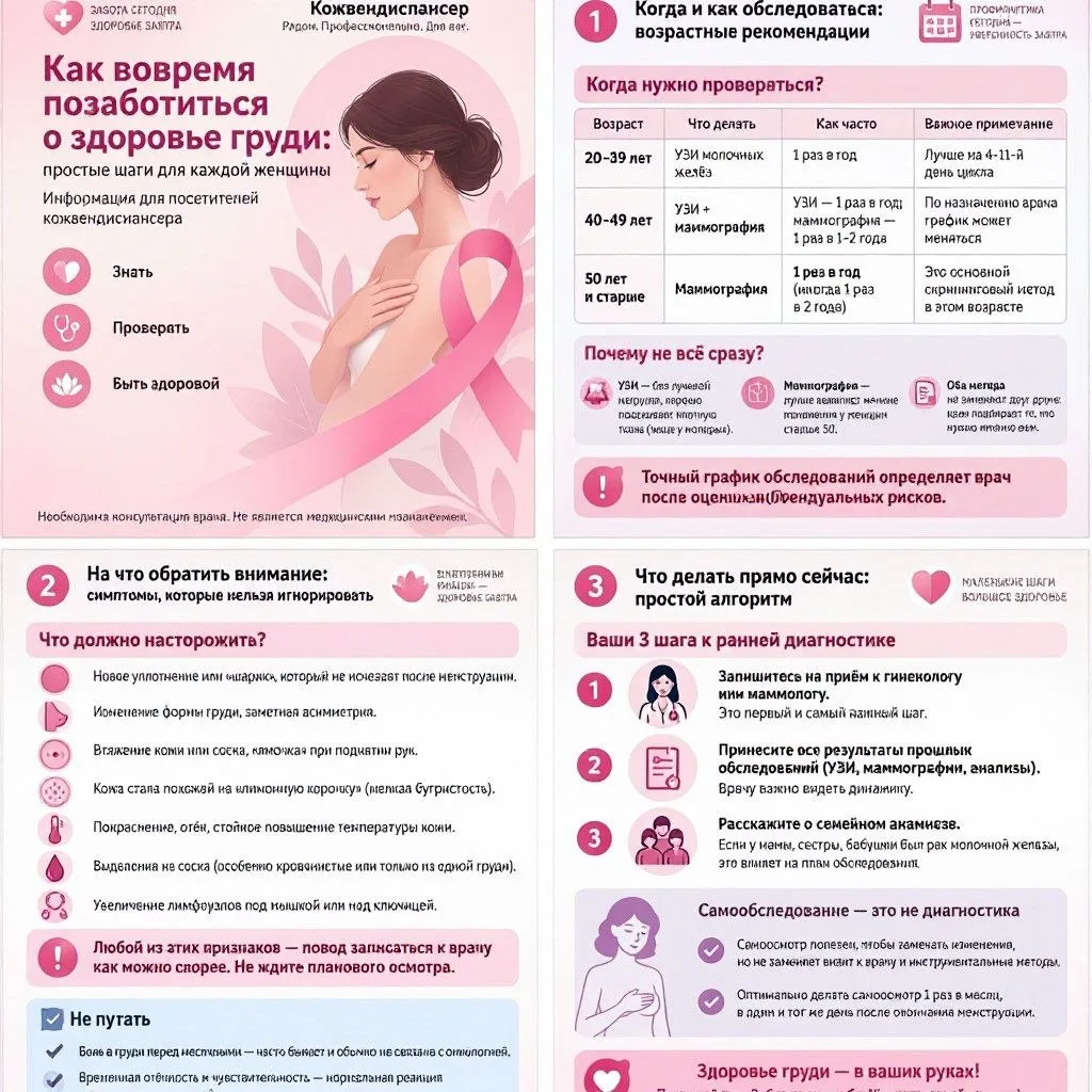 🎗 Заботьтесь о своём здоровье — вовремя проверяйте состояние груди!