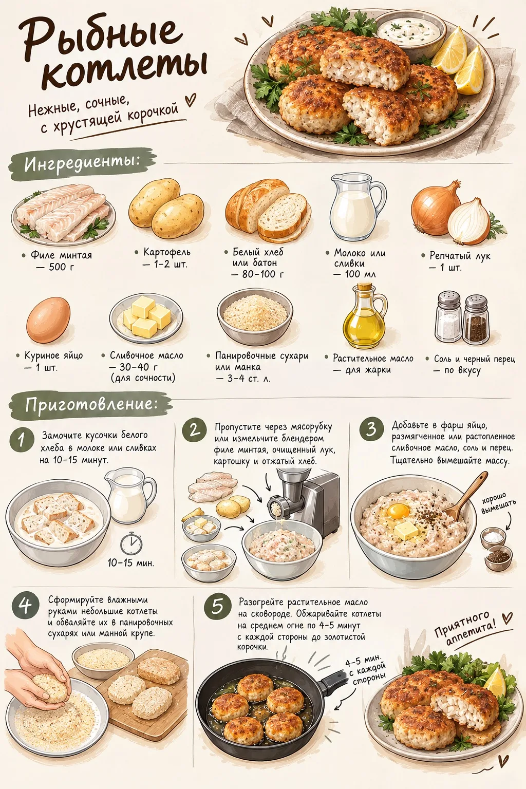Сегодня у нас рыбные котлеты.