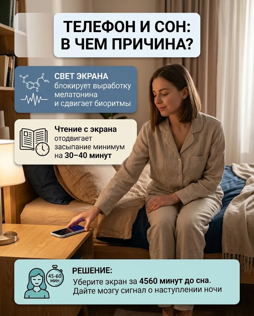 «Отложи телефон — не уснёшь».