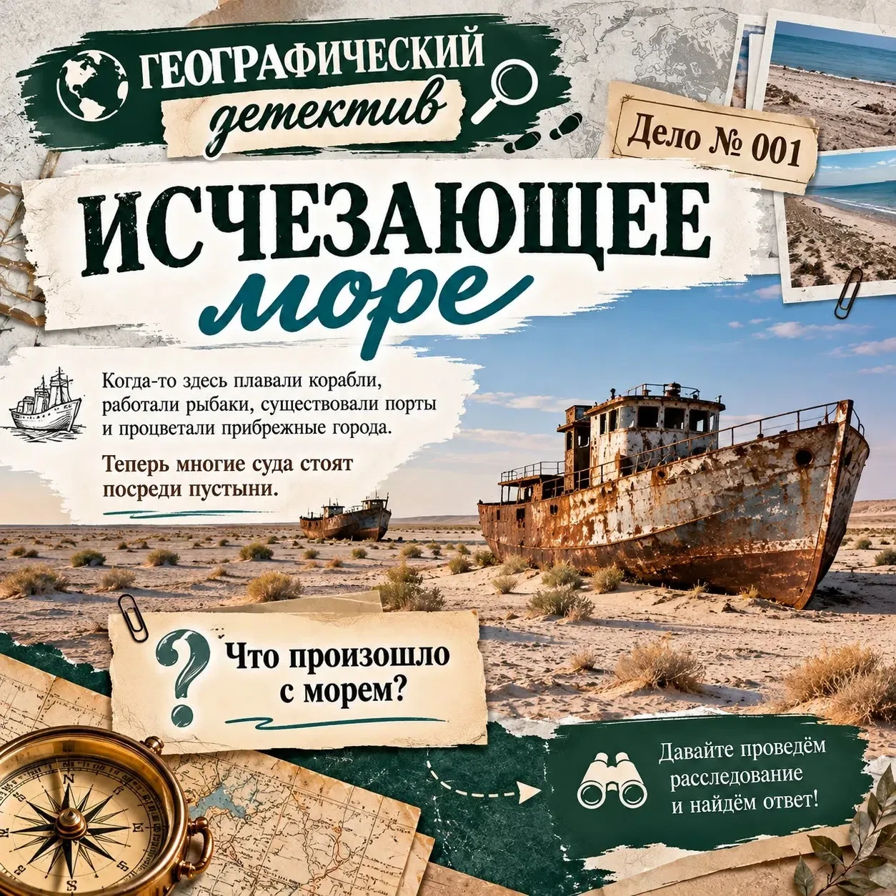 🔎 ГЕОГРАФИЧЕСКИЙ ДЕТЕКТИВ | ДЕЛО № 001: ИСЧЕЗАЮЩЕЕ МОРЕ