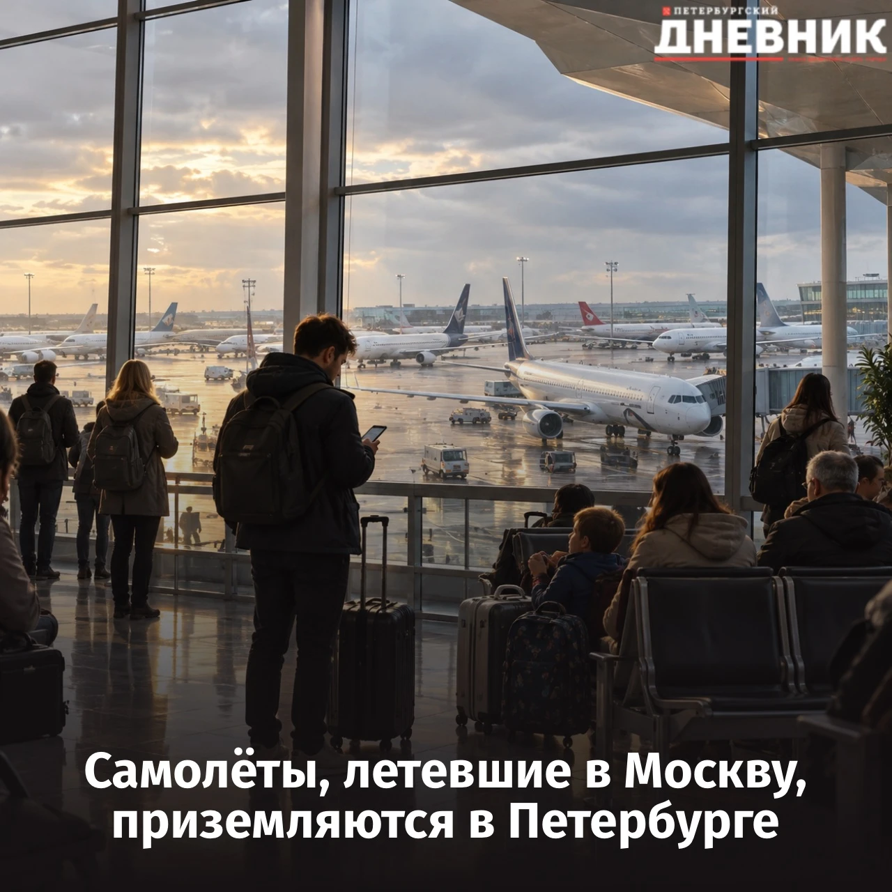✈️ Пулково принял более 20 самолётов, направлявшихся в Москву