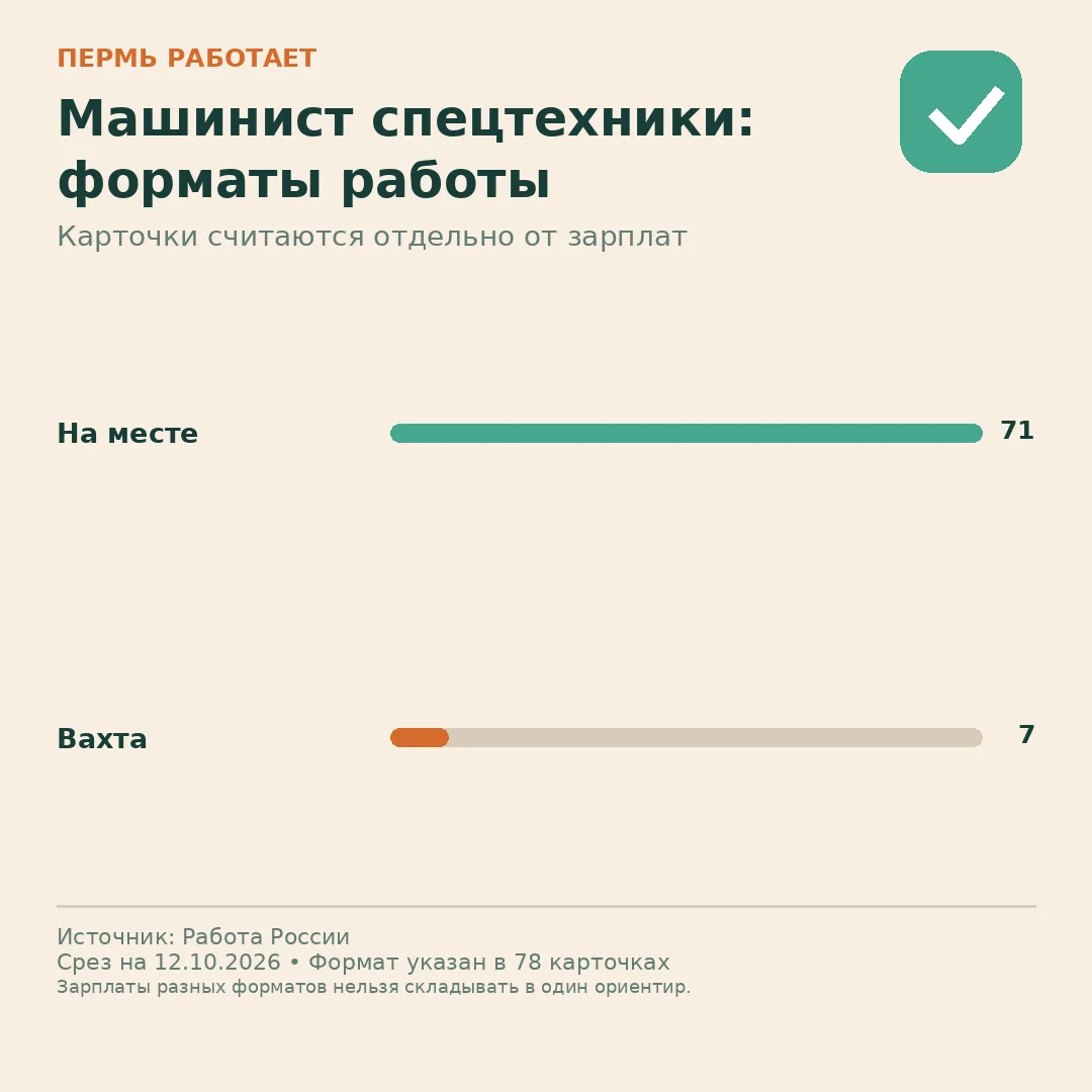 📊 Машинист спецтехники: как распределены форматы работы
