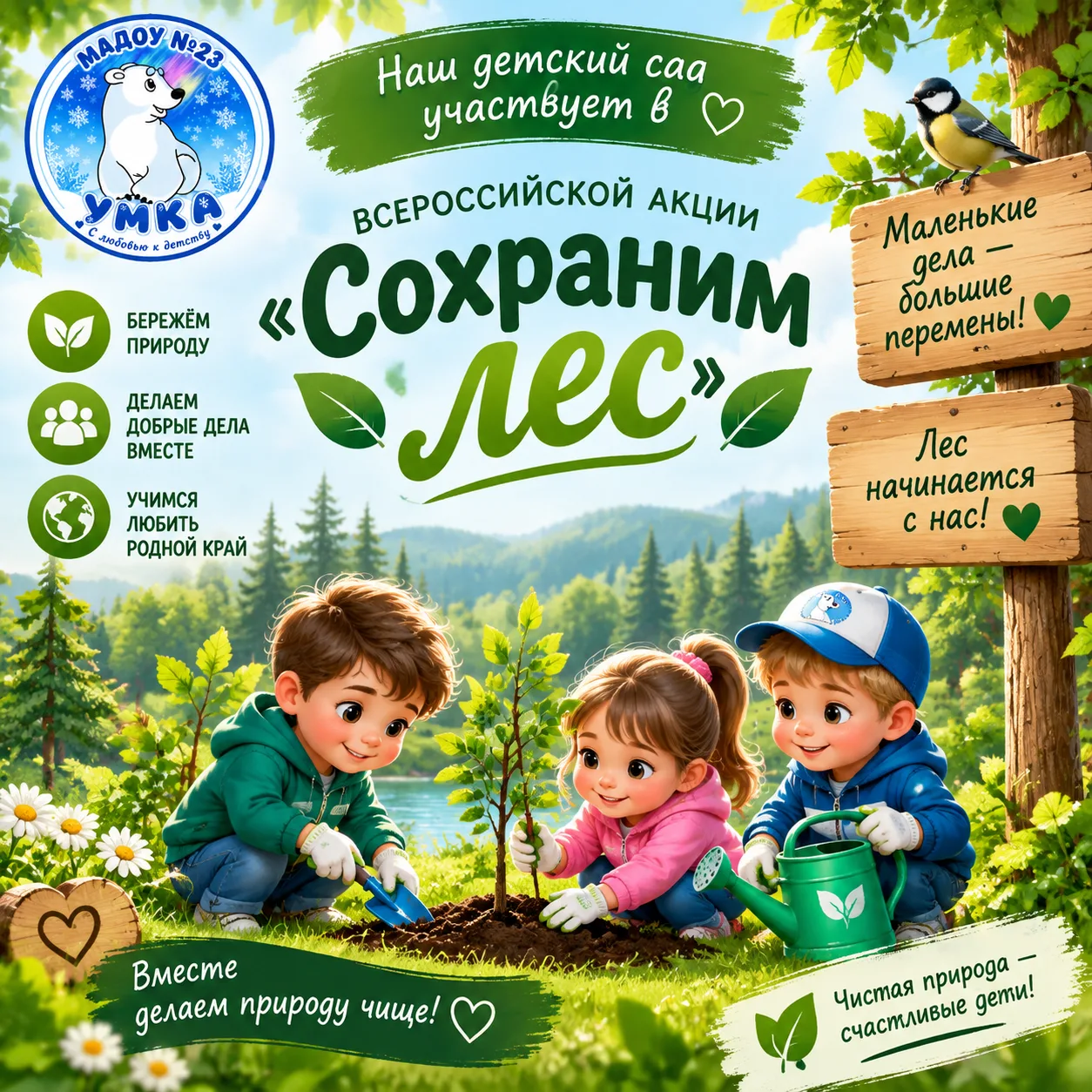 🌲 «Лес — наш общий дом!»: в средней группе прошла акция «Сохраним лес» 🌲