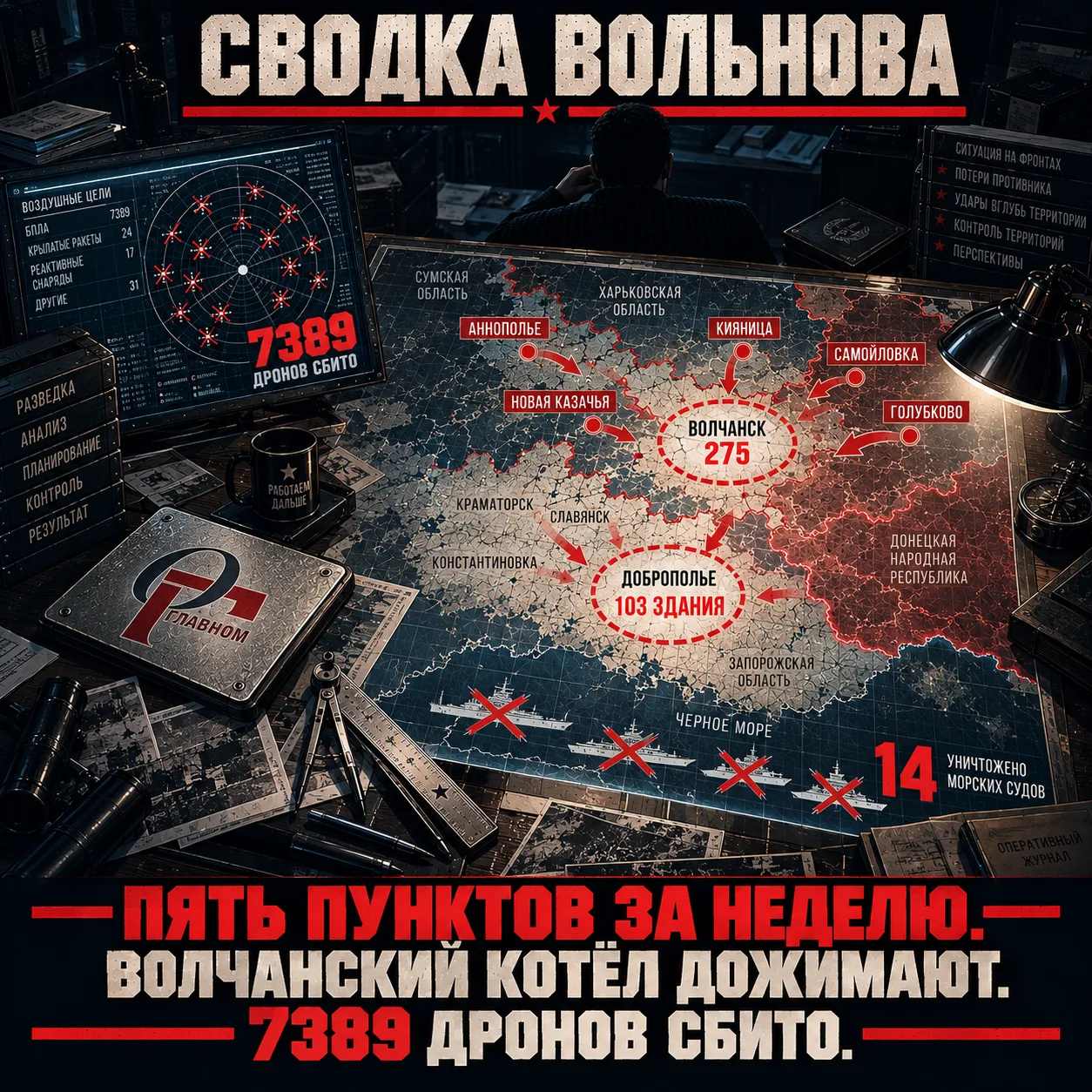 ⚔️ СВОдка Вольнова: пять пунктов за неделю, Волчанский котёл дожимают