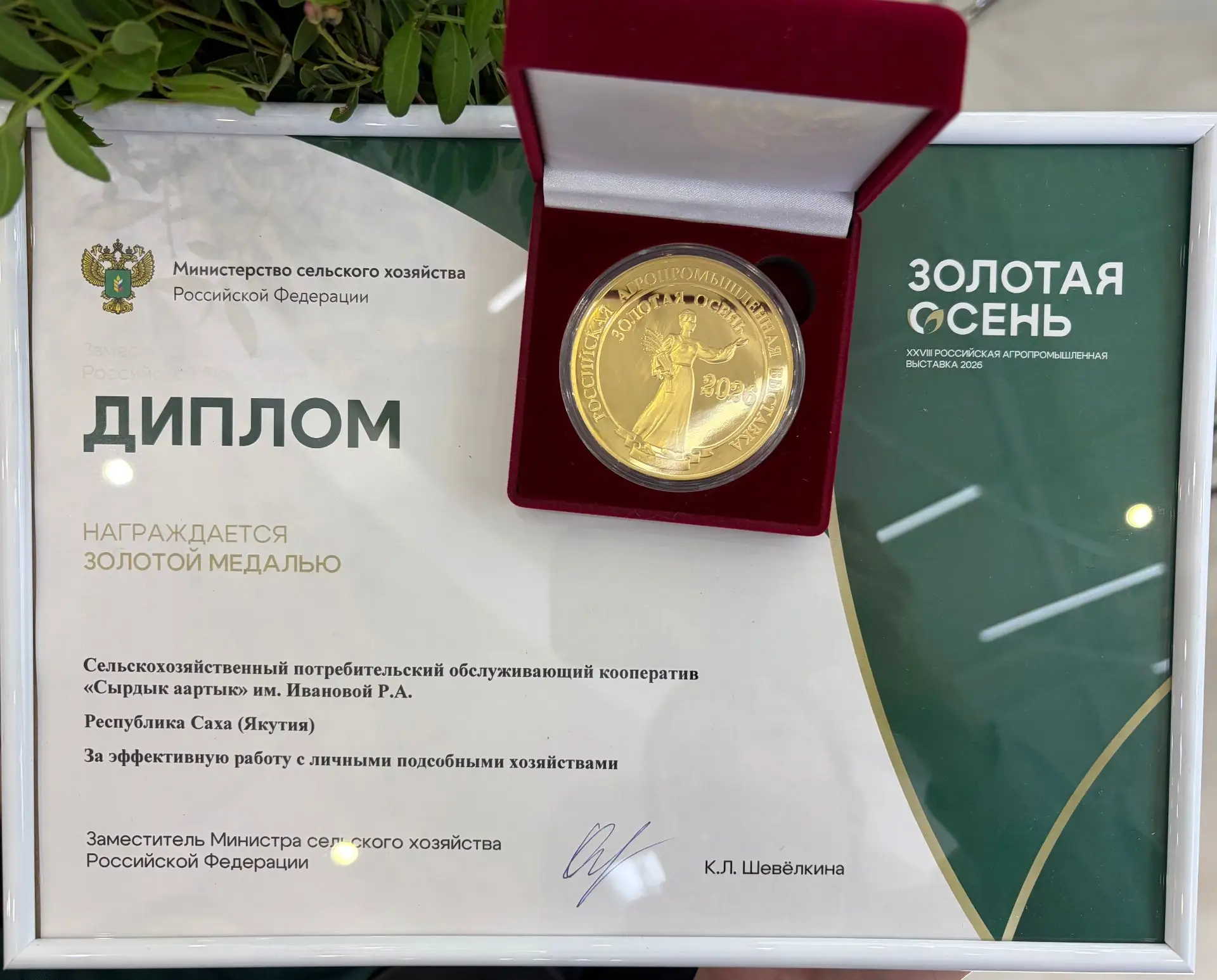 Кооператив «Сырдык аартык» из Сунтарского улуса награжден золотой медалью на «Золотой о...