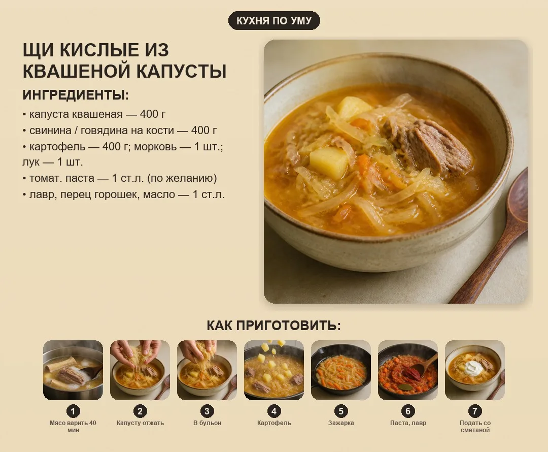 Щи кислые из квашеной капусты