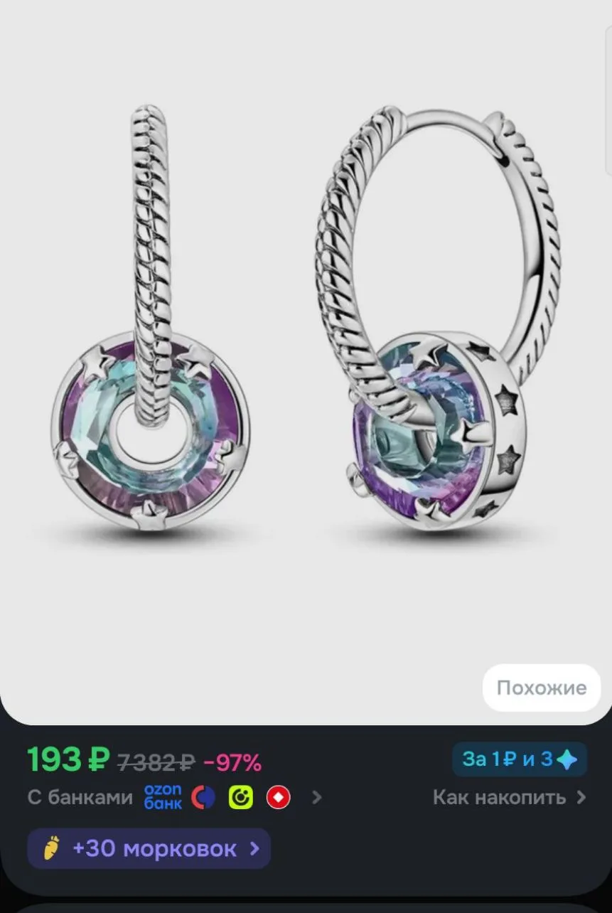 PANDORA Серьги кольца