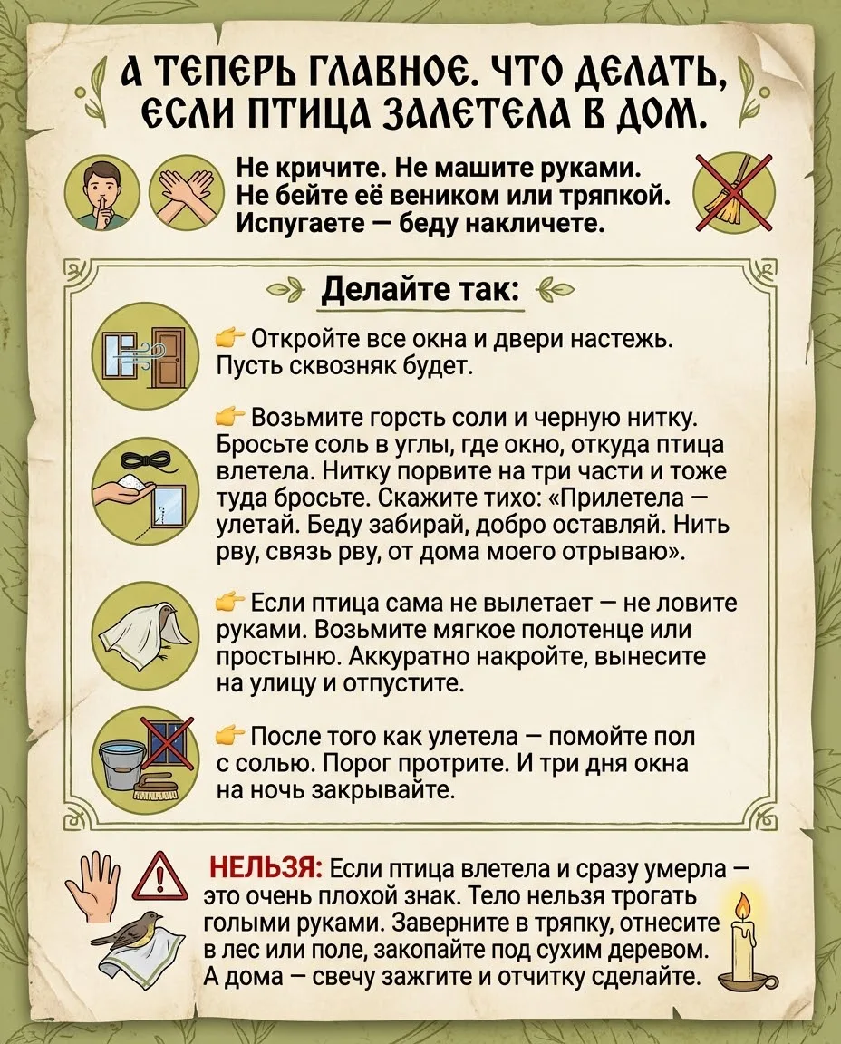 ЧТО ДЕЛАТЬ, ЕСЛИ ПТИЦА ЗАЛЕТЕЛА В ДОМ?
