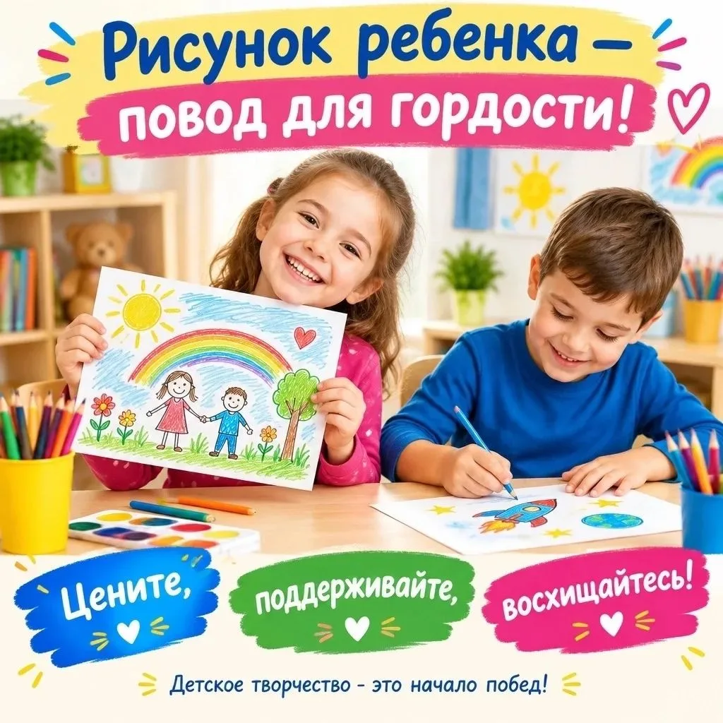 🖼 Детские рисунки — это не просто бумага, а целый мир, рассказанный малышом! 💛