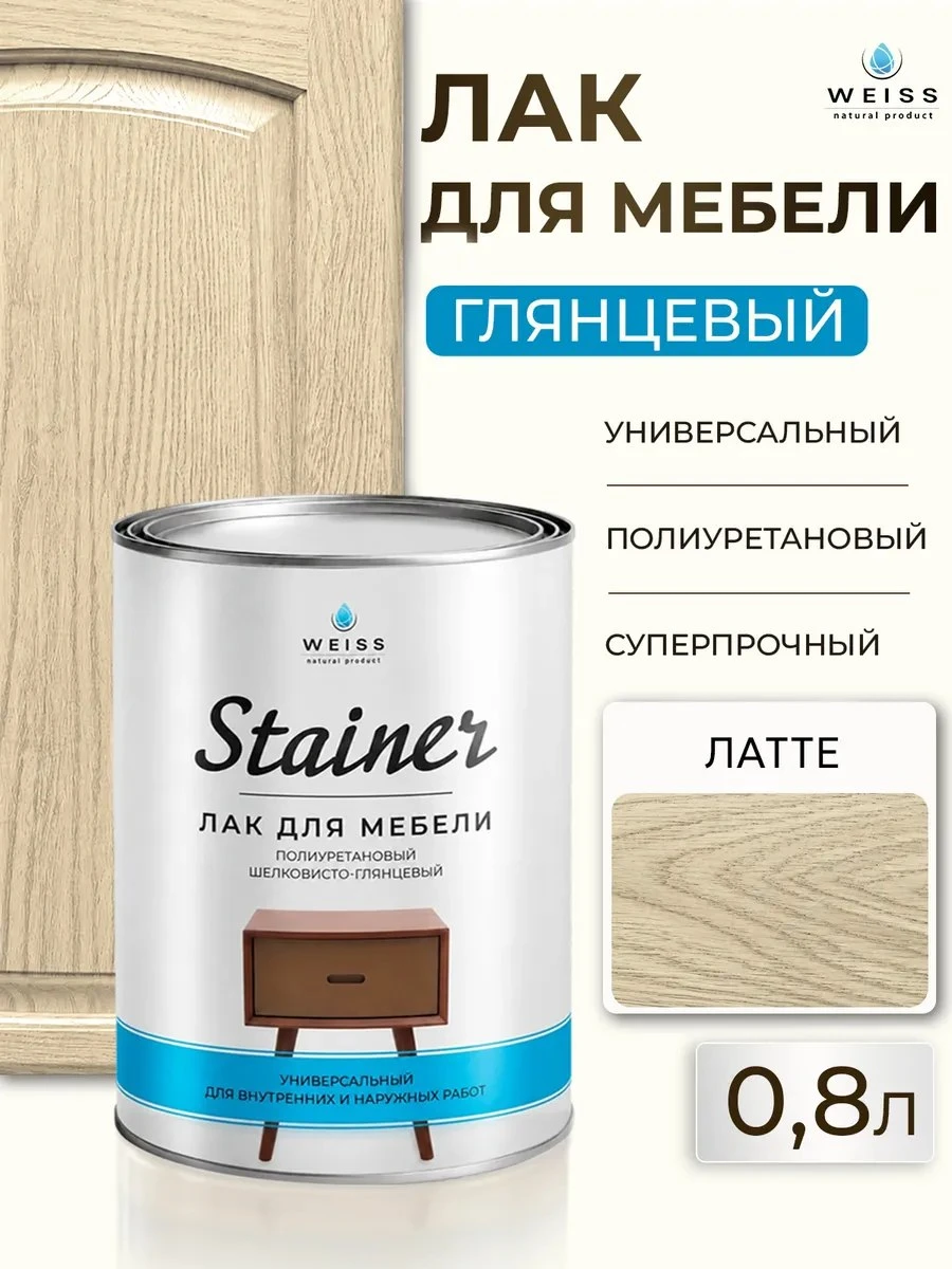 ✨ Лак для мебели глянцевый, полиуретановый латте 0.8л