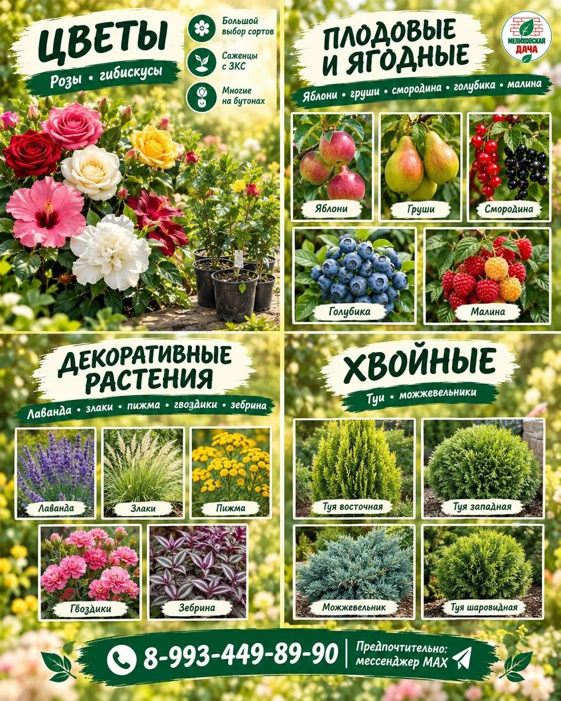 Предлагаю саженцы растений для дачи и сада: декоративные и плодово-ягодные.