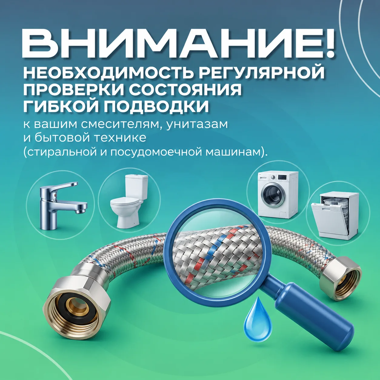 НАПОМИНАЕМ ❗️о необходимости регулярной проверки состояния гибкой подводки к вашим смес...