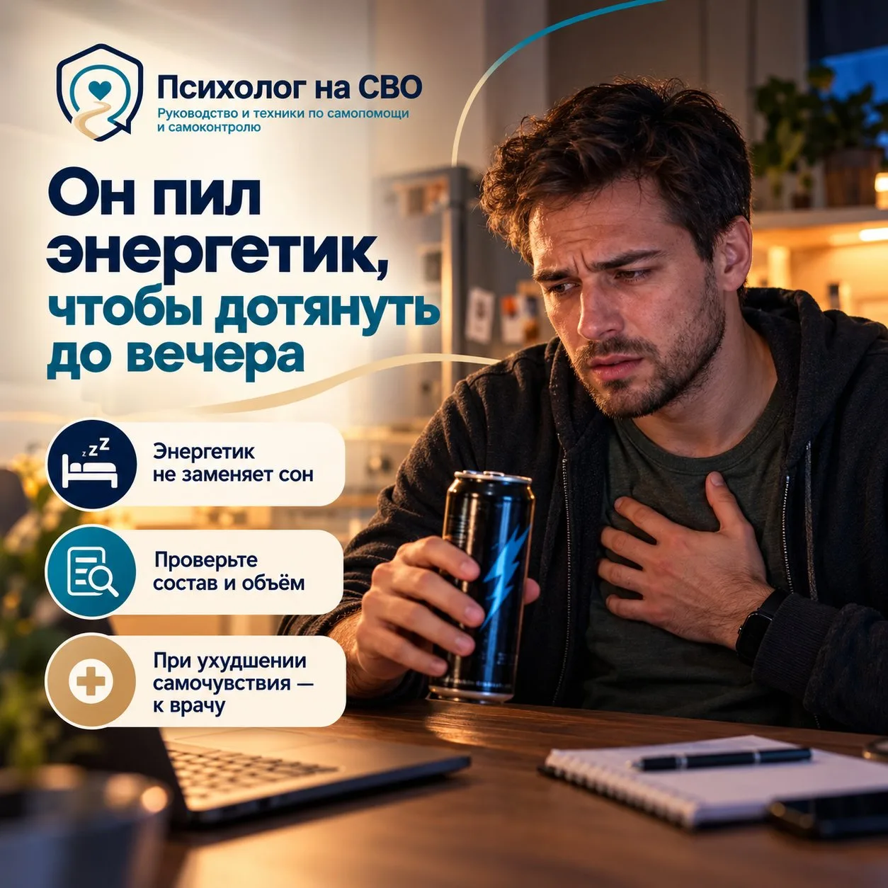 Он пил энергетик, чтобы дотянуть до вечера