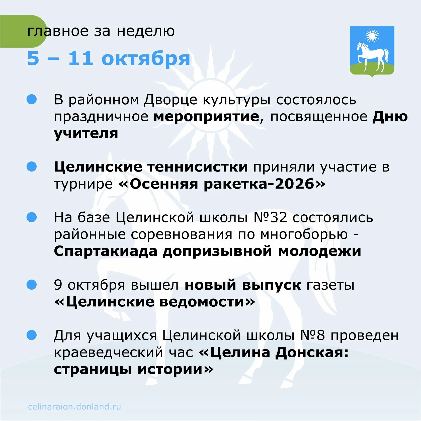 📍 Напоминаем о главных событиях уходящей недели.
