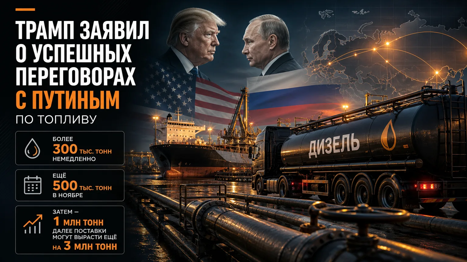 ⛽ Трамп заявил об успешных переговорах с Путиным по топливу