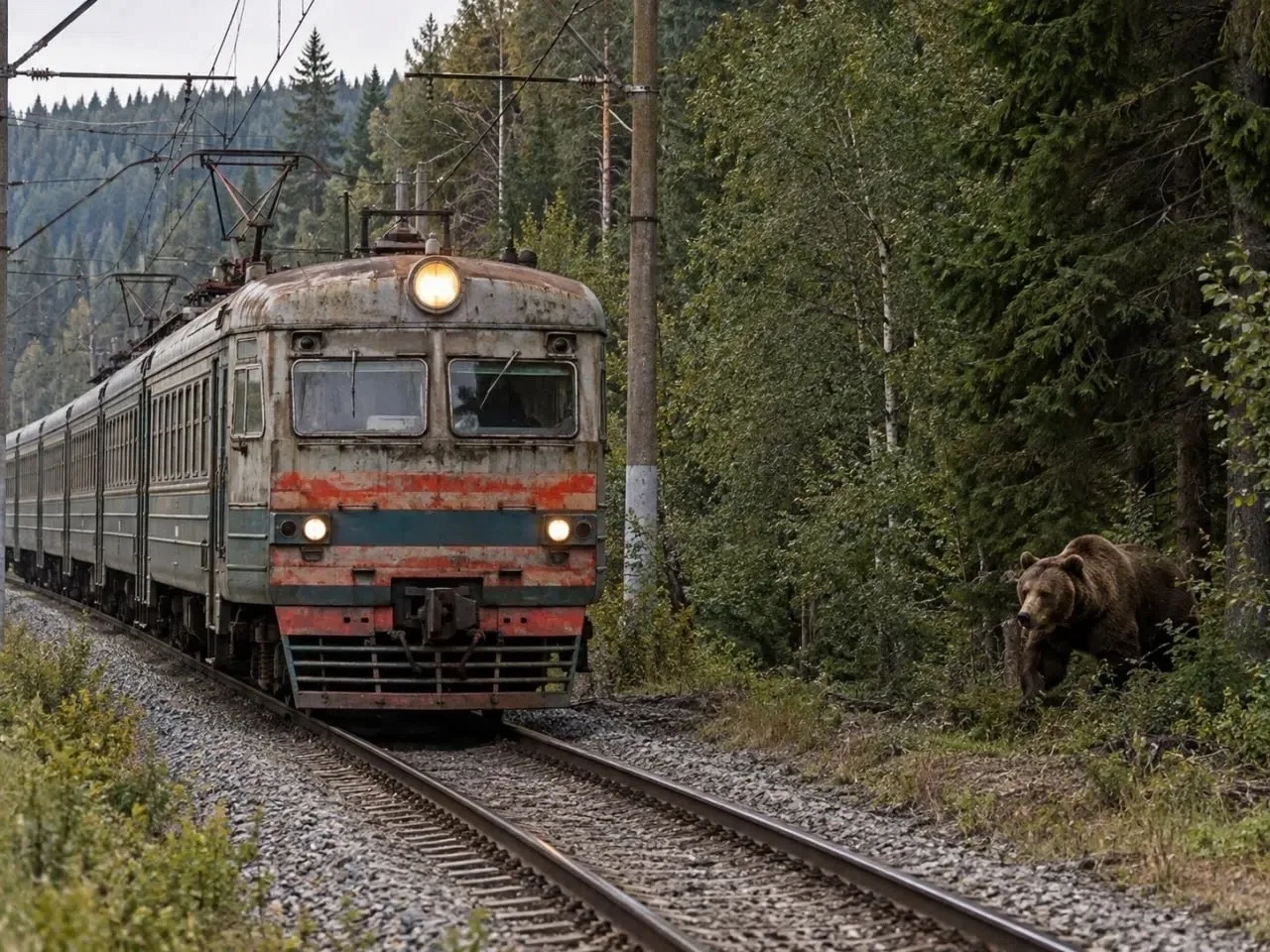 🐻 Под Лихославлем электричка насмерть сбила медведя