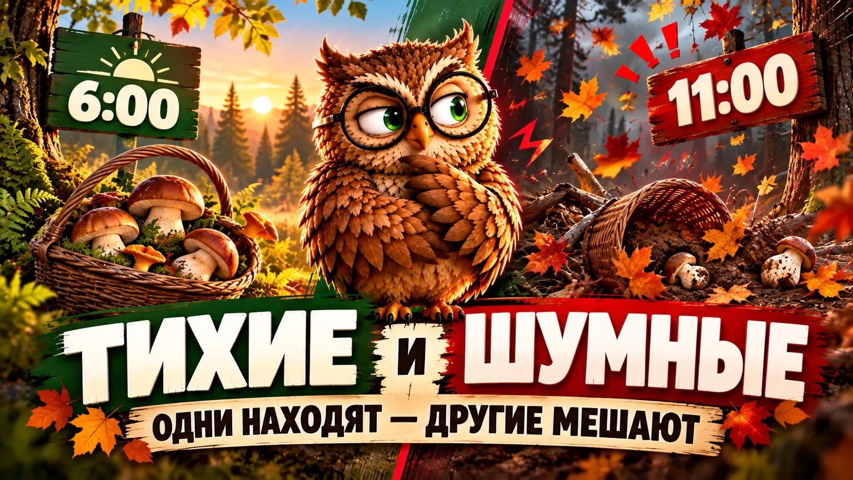 🍄‍🟫 В лесу у Совы второй выходной подряд нашествие. Грибники.
