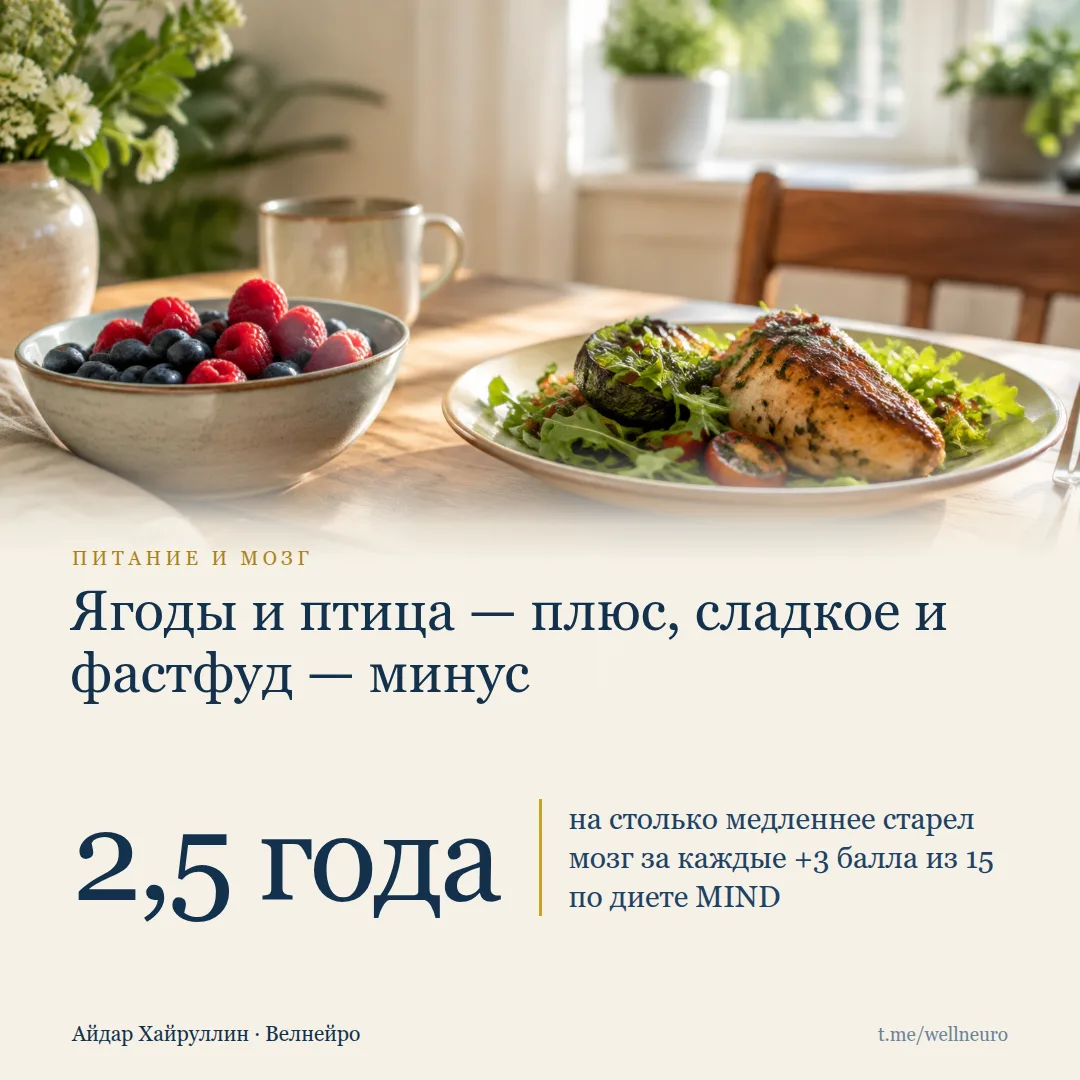 Тарелка, которая замедляет старение мозга на 2,5 года