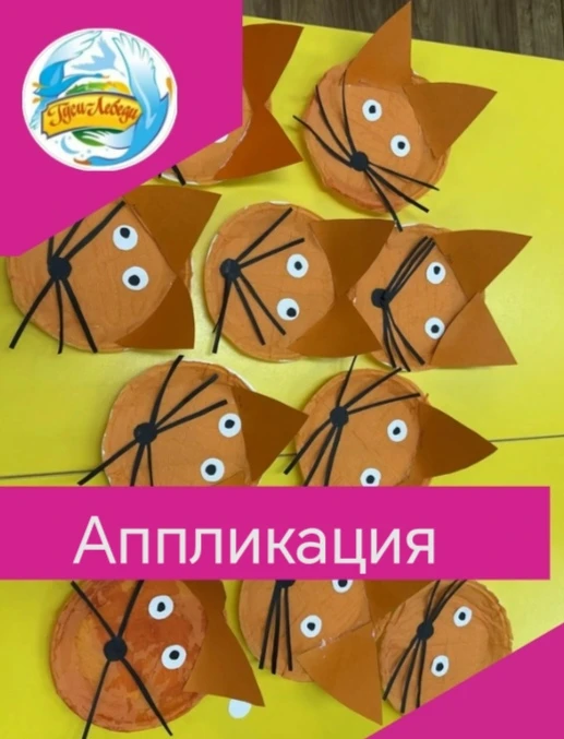 В старшей группе " Смешарики"дети сделали аппликацию из пластиковой тарелки « Мой котик»