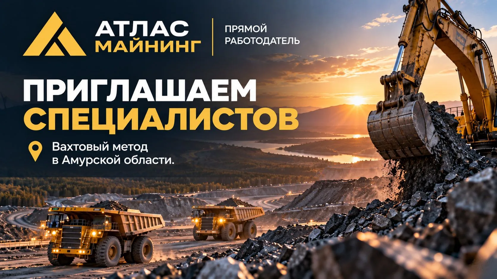 Атлас Майнинг (прямой работодатель) приглашает специалистов для работы вахтовым методом...