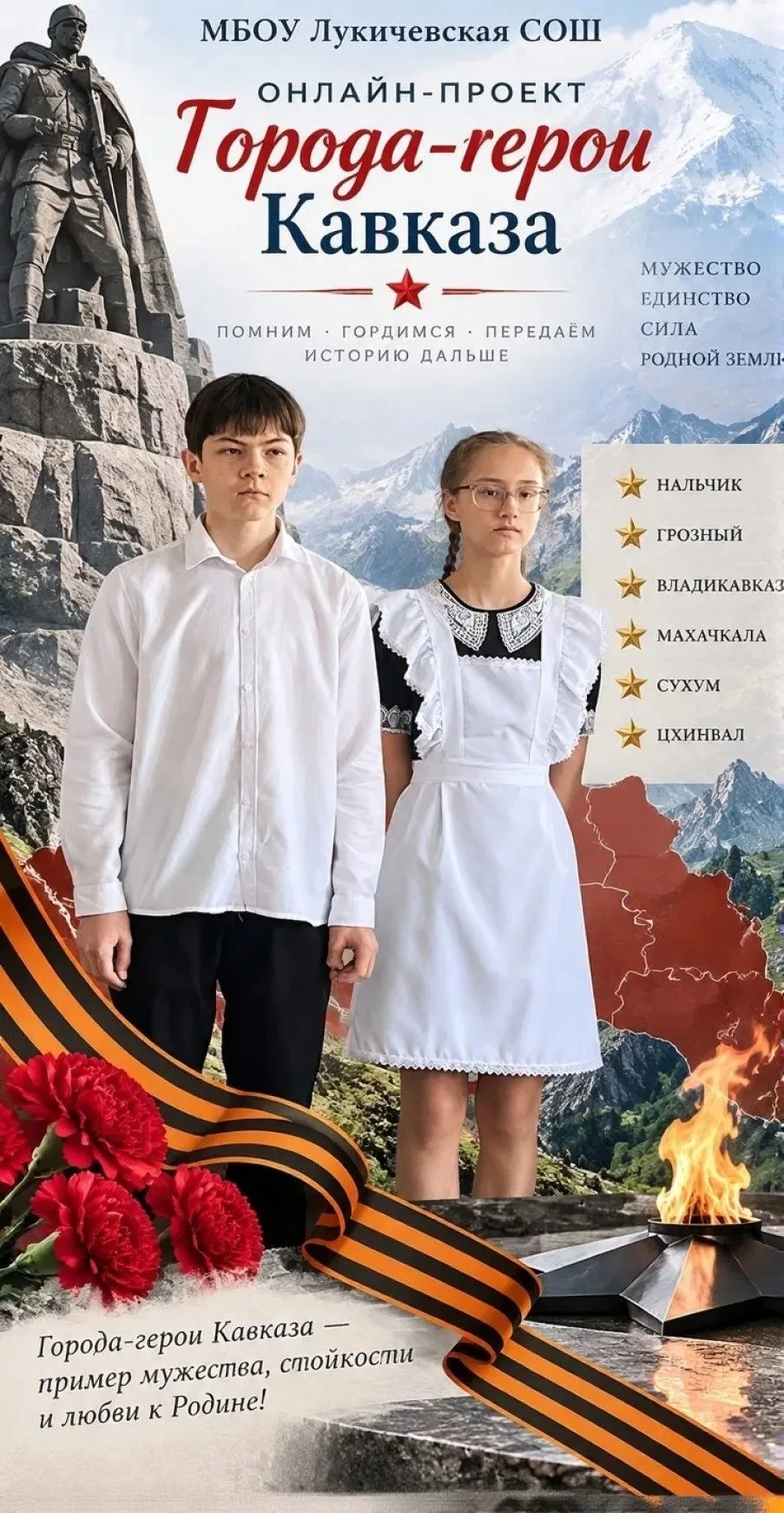 🎖Онлайн-проект «Города — герои Кавказа»: ребята раскрывают страницы истории 🎖