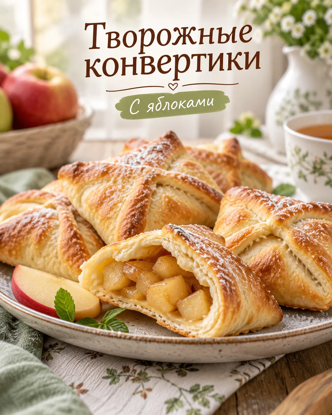 Творожные конвертики с яблоками