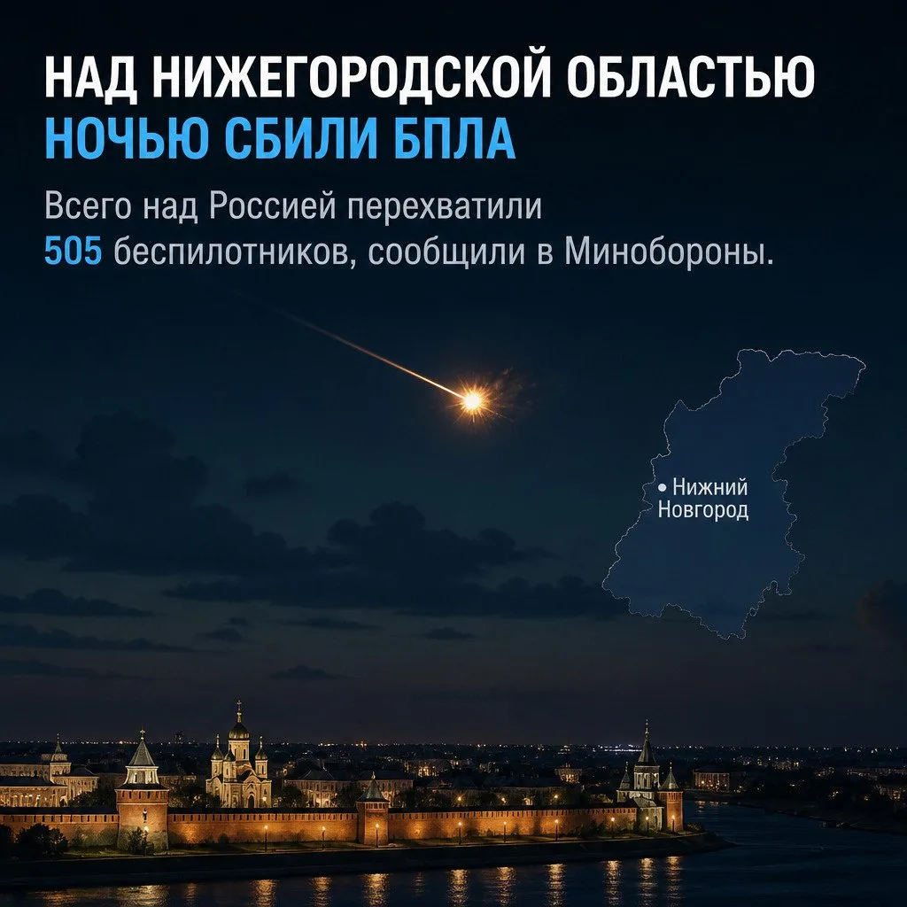 Над Нижегородской областью ночью сбили беспилотник.
